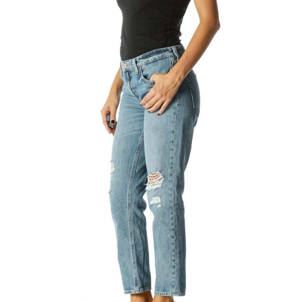 Lucky Brand Blue Light Wash Distressed Skinny Denim Jeans - Picture 3 of 3